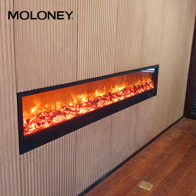 70inch Tempered Glass Flush Mount Electric Fireplace Indoor Simulation
