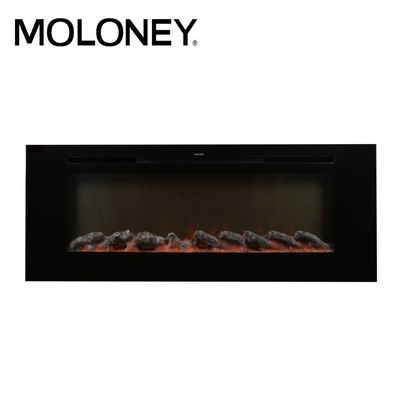 50inch Classic Flame Electric Fireplace Black Painted Glass 750-1500W