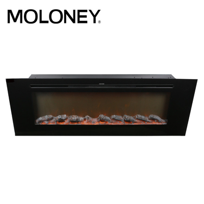 50inch Classic Flame Electric Fireplace Black Painted Glass 750-1500W