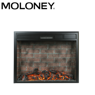 Indoor TV Stand Wood Mantel Fireplace Embedded Heating Black Panel