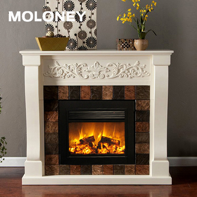 862mm Corner Stand Big Flat Edge Wood Mantel Fireplace With Wood Burning Effect