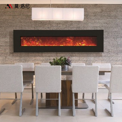198cm Wall Mounted Electric Fireplace Room Heater Tempered Black Painted Glass