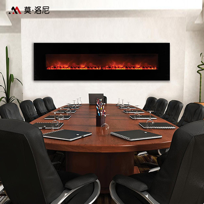 78inch Realistic Wood Burning Flames Linear Electric Fireplace Top Hot Air-Outlet