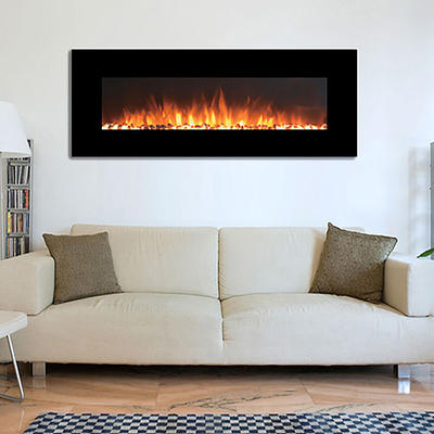 60'' Easy Installation Wall Mount Electric Fireplace 5-Level LED Lighting