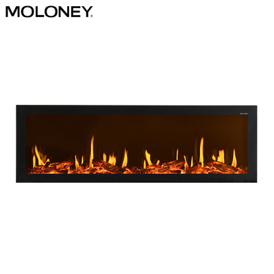 47'' 1280mm Charcoal Flush Mount Electric Fireplace Real Fire Video Burning Sound
