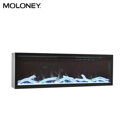 2040mm Glass Fronted Wall Mounted Electric Fires Linear In Wall Gentle Warm-Air