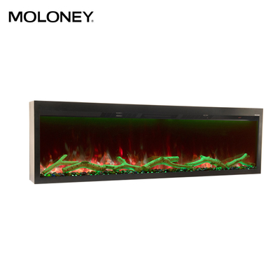 2400mm Wall Insert Fireplace Linear Built-In Heater Creative Flames Black Frame