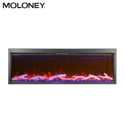 2400mm 95 Inch Fully Recessed Electric Fireplace Tempered Glass