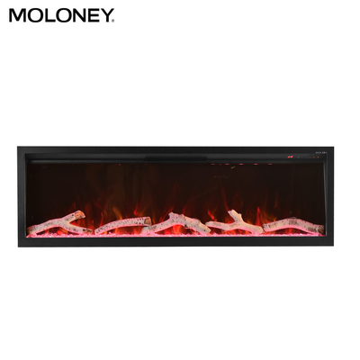 2000mm Black Wall Mounted Electric Fireplace Built-In  Remote Control Flames LED Light