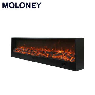 2000mm Hole In The Wall Electric Wall Fireplace Heater Black Steel Frame