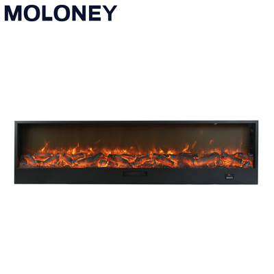 2000mm Hole In The Wall Electric Wall Fireplace Heater Black Steel Frame