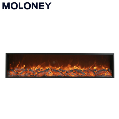 1800mm Infrared Electric Fireplace Insert Black Frame Artificial Fire