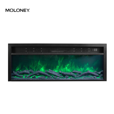 60'' 1500mm Fully Recessed Electric Fireplace Five Fire Colors Tempered Glass