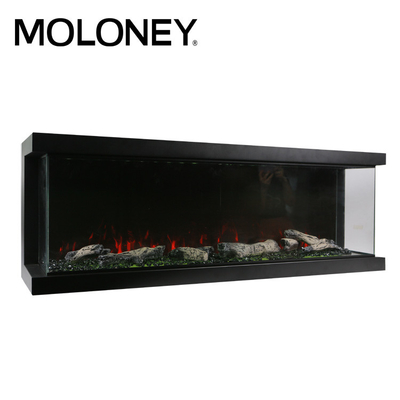 72inch 1830mm Multi Sided Electric Fireplace 3-Side View Crystal Inset Heater