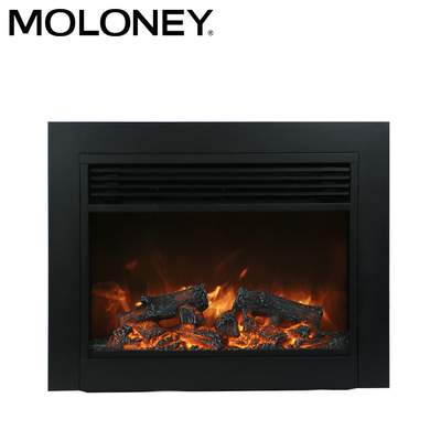 86.2CM Flat Edge Wood Mantel Fireplace MDF Style With Fire Burning Effect