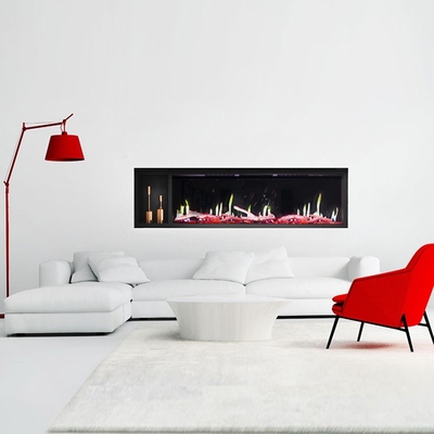 75inch Built-In Electric Fireplace Most Real Fire Remote Control Tilted Removable Glass