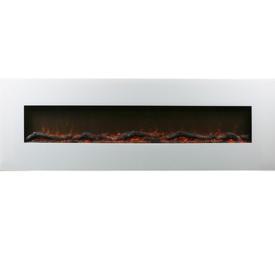 128cm length White Ultra clear Painted Glass pure orange Flame decorative Electric Fireplace Wall mount install