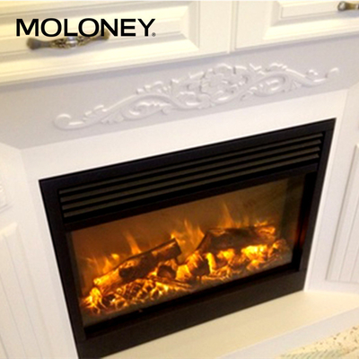 30"/770mm Electric Fireplace Heater Small Bevelled Edge Simulated Wood Flame LED Light