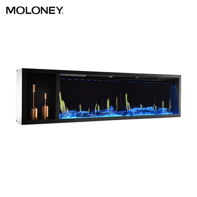 75inch Insert Electric Fireplace Fake Charcoal Remote Control Tilted Removable Glass