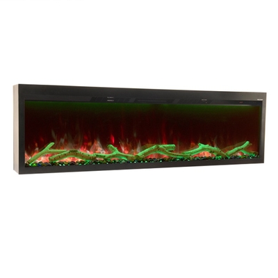 1.8M Living Room Long Length Touch Button Top Hot Air Outlet Mixed Colorful Change Fuel Bed Cold Rolled Iron Fireplace