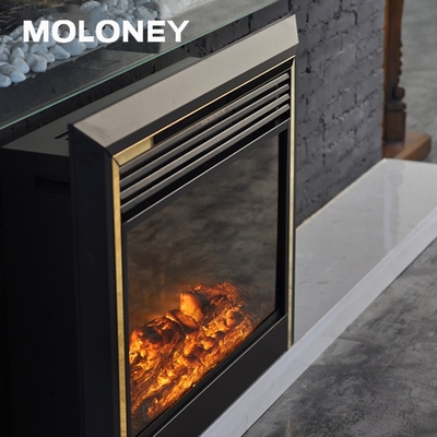 Glass Fake Charcoal Wood Mantel Fireplace Electric Freestanding Beveled 28"