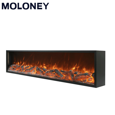 1800mm Built In Insert Infrared Electric Fireplace Black Frame Artificial Fire