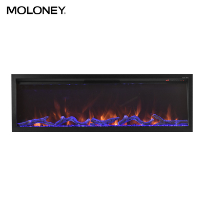95" 240cm Built In Electric Fireplace Adjustable Thermostat Three Dimming LED Light