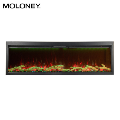 95" Faux Wood Insert Electric Fireplace Adjustable Heating Vent Three Dimming LED Colorful Flame