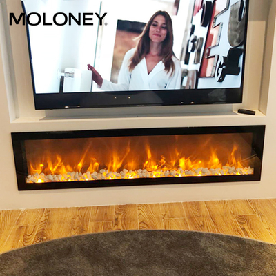 70" Indoor Flush Mount Electric Fireplace Bedroom Decoration Remote Control