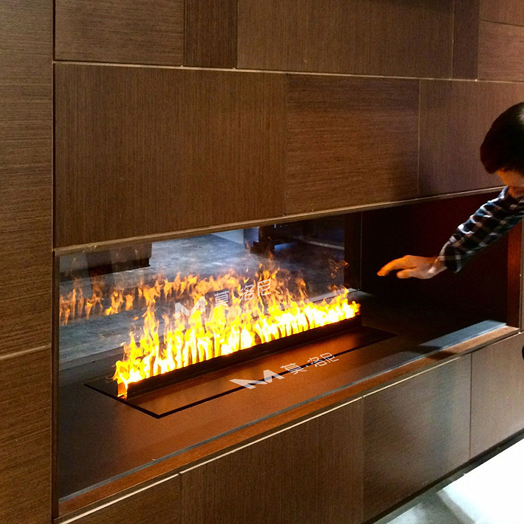 118'' 3000mm Water Mist Electric Fireplace 220V Multi-Side View Illusion Of Fire