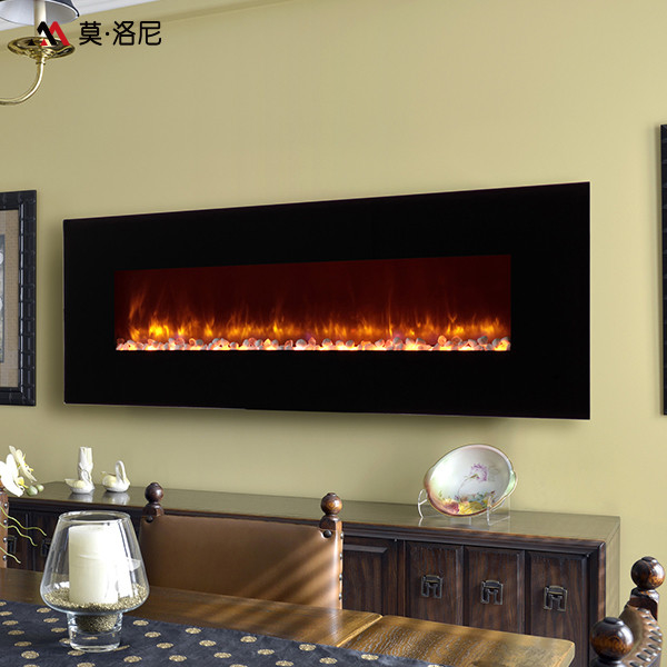 58inch Wall Fireplace Heater With Glass Fascia Log Fuel Bed LED Technology