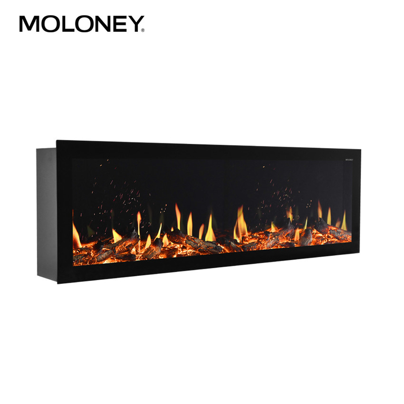 75inch Fake Log Fire Real Flame Effect Flush Mount Electric Fireplace No Heat