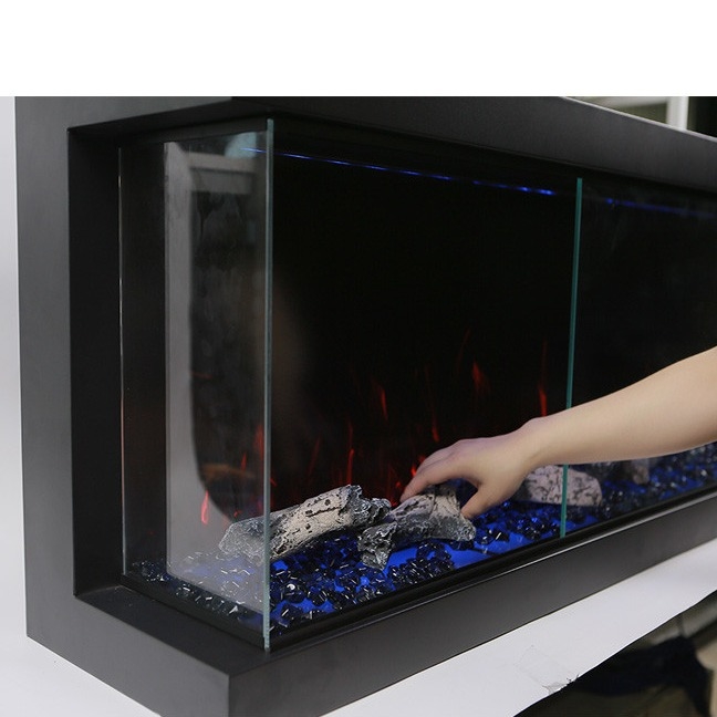 Indoor Colorful Fire Option Log Crystal Insert Electric Fireplace 60inch 10-50W
