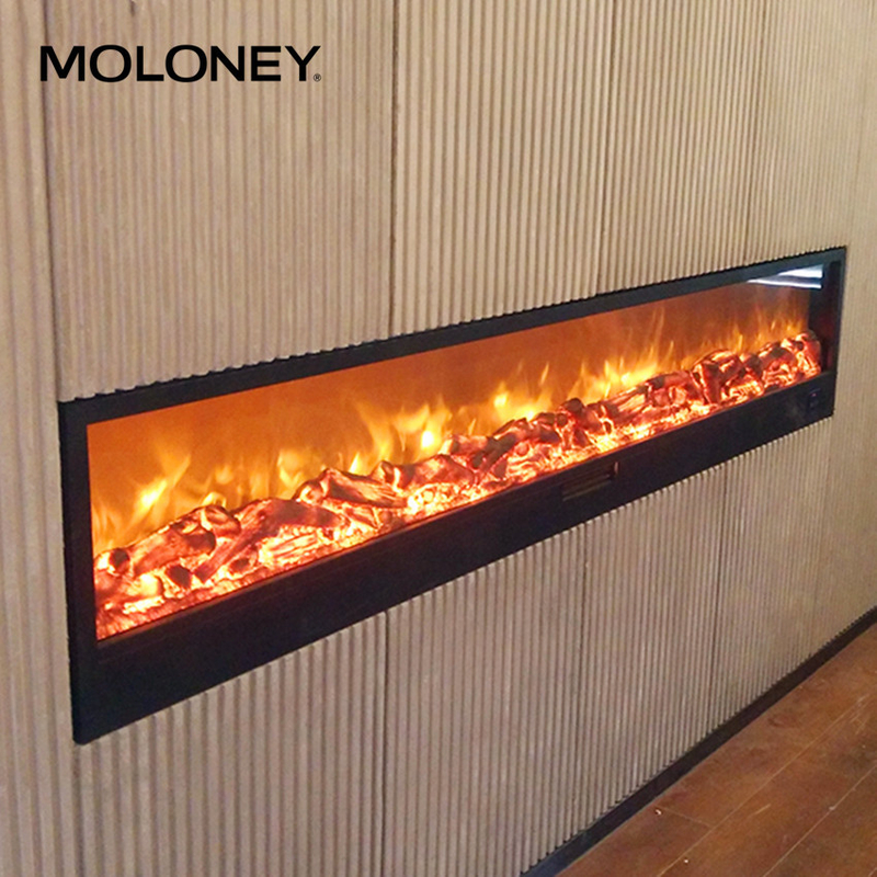 200cm Modern Wall Set Multi-Color One Glass Electric Fireplace Heater With LED Flame