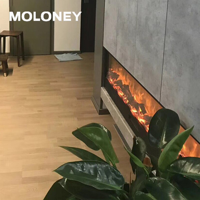 71in Fully Recessed Fireplace Heater with Log Set Fake Charcoal Remote Control